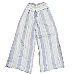 Surf Gypsy Purple Aqua Metallic Stripe Wide Leg Pants Medium A004495